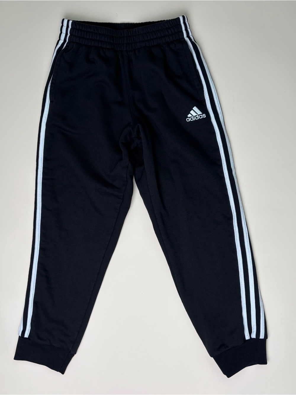 adidas Kids Black Joggers with White Side Stripes